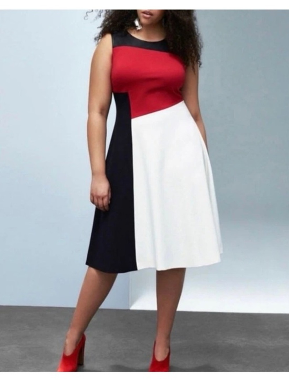 Prabal Gurung x Lane Bryant color block deco A line fit flare dress plus sz 18